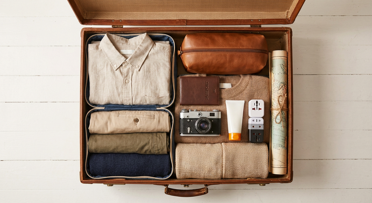 Organised travel suitcase with packing essentials for Europe — smart packing guide